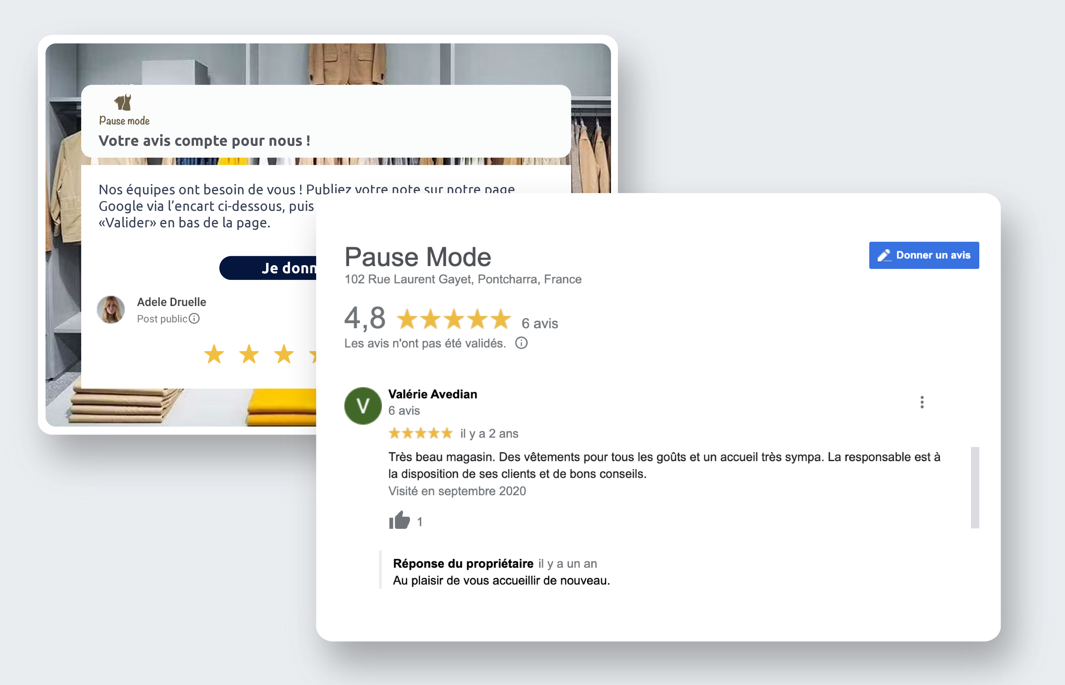 Page site - Mode adultes avis google