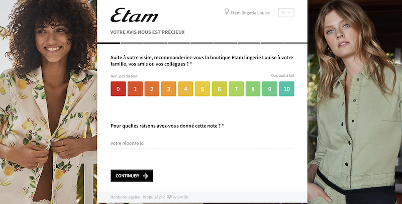 Exemple Enquete Net Promoter Score NPS Etam